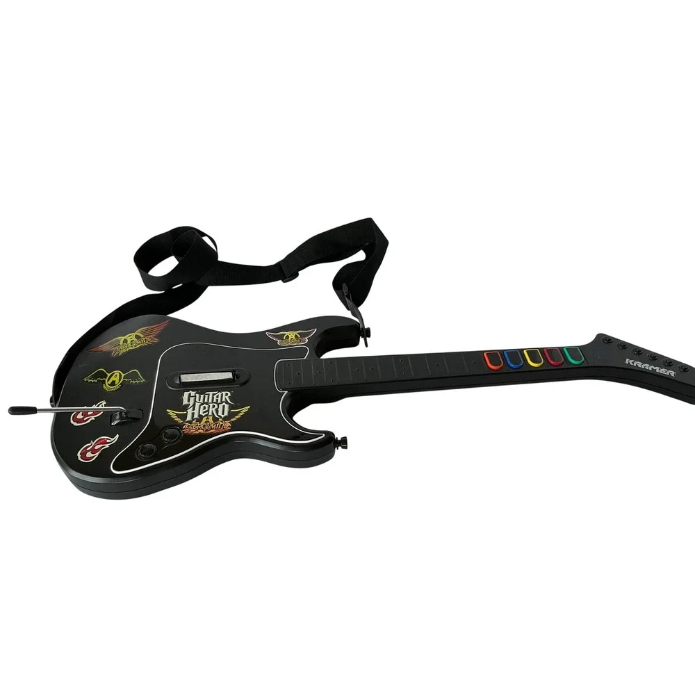 Kramer Guitar‎ Hero Aerosmith As-is Wireless  PS2 Black Striker Gaming Guitar